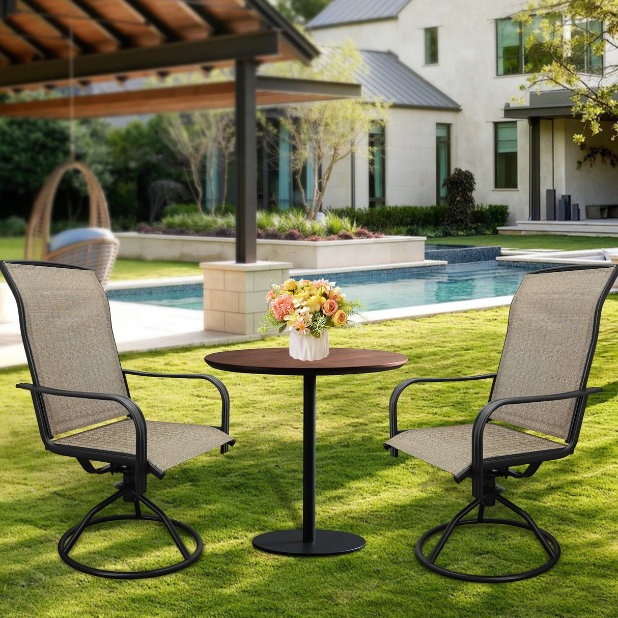 Patio Dining Chairs Set of 2, Outdoor Dining Chairs with All-Weather Textilene Mesh