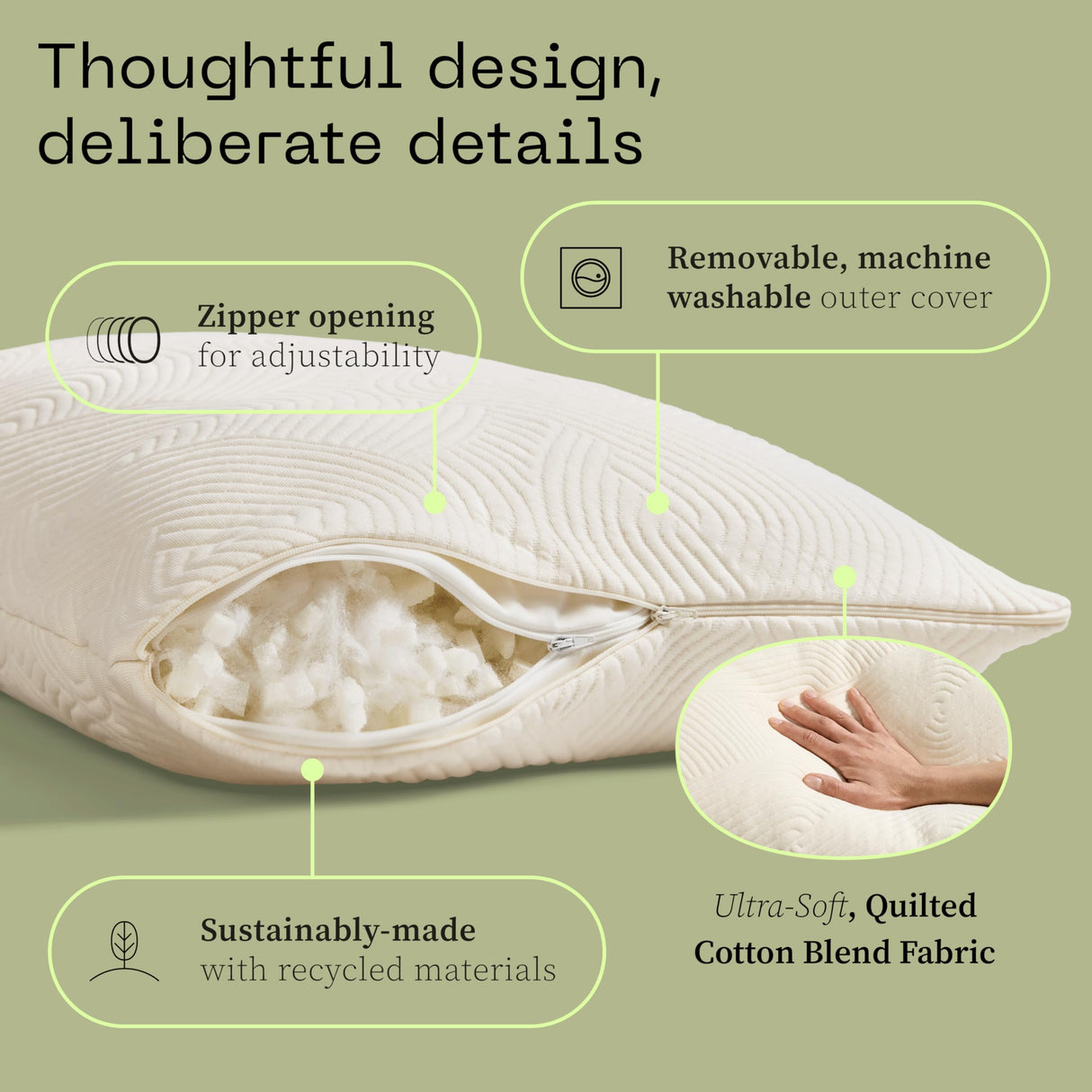 Adjustable Latex Pillow Queen, with Talalay Latex & Microfiber Fill