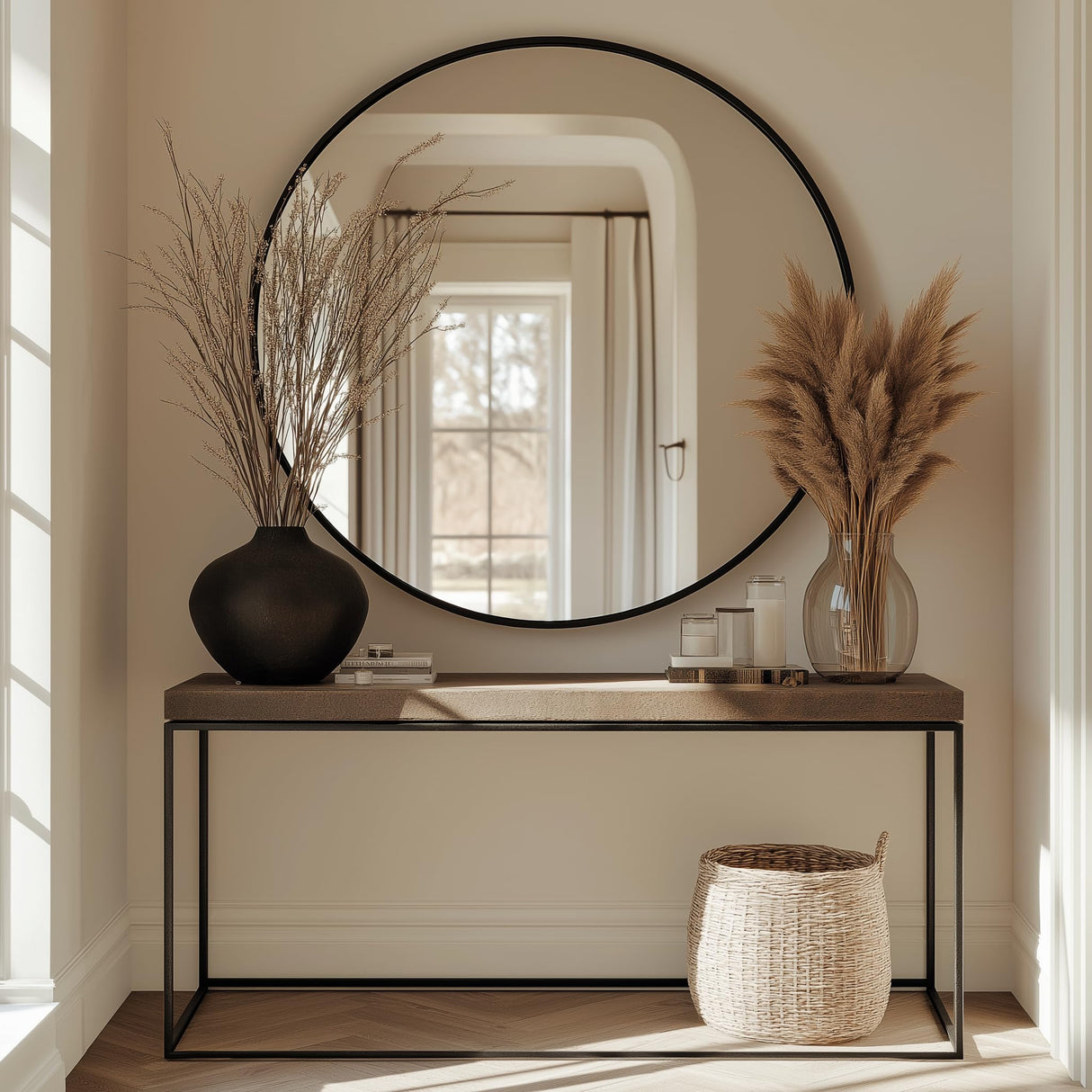 Round Mirror 48 inch, Large Circle Mirror for Wall, Round Bathroom Mirror for Living Room