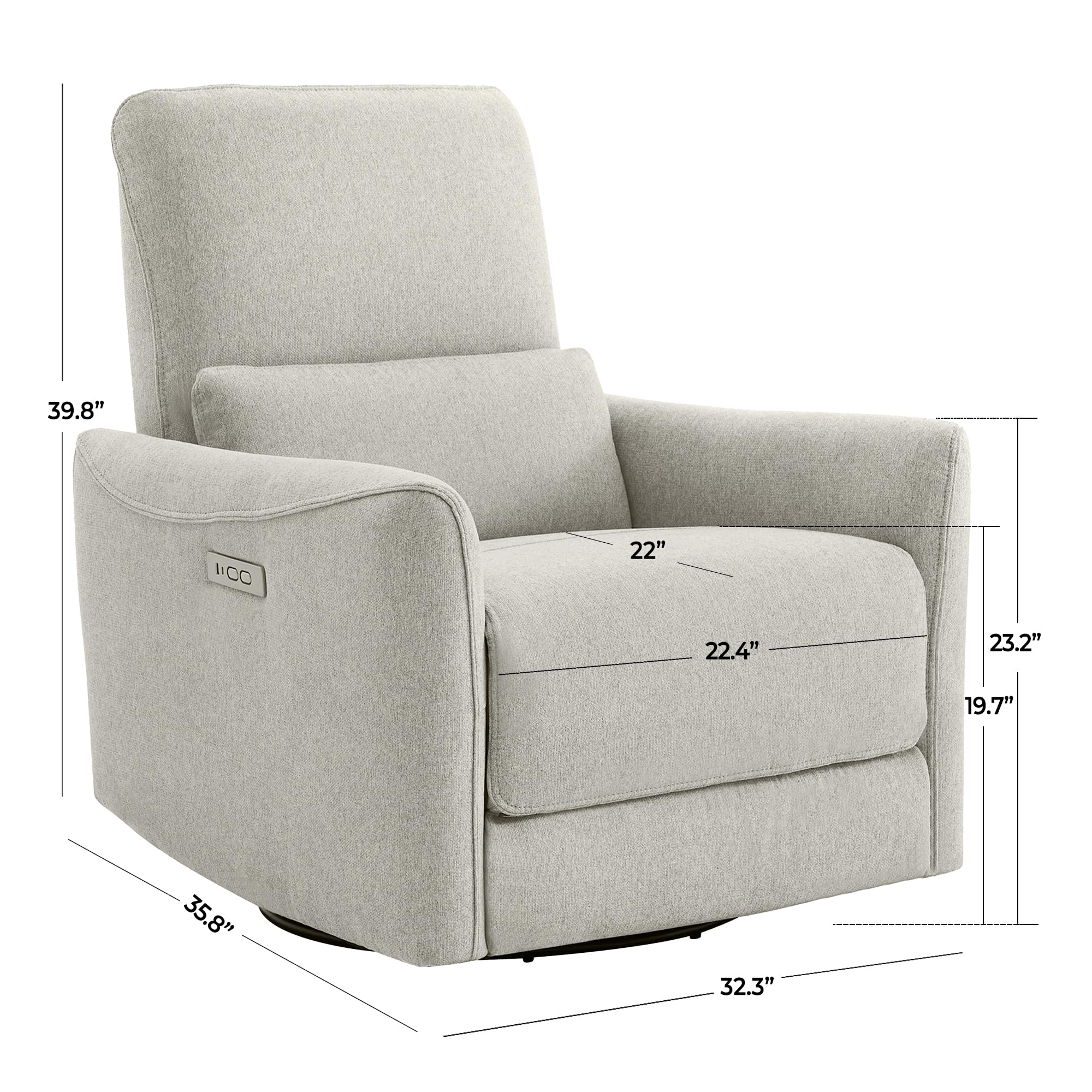 MammaNest Power Glider Swivel Recliner – 270° Rocker with USB