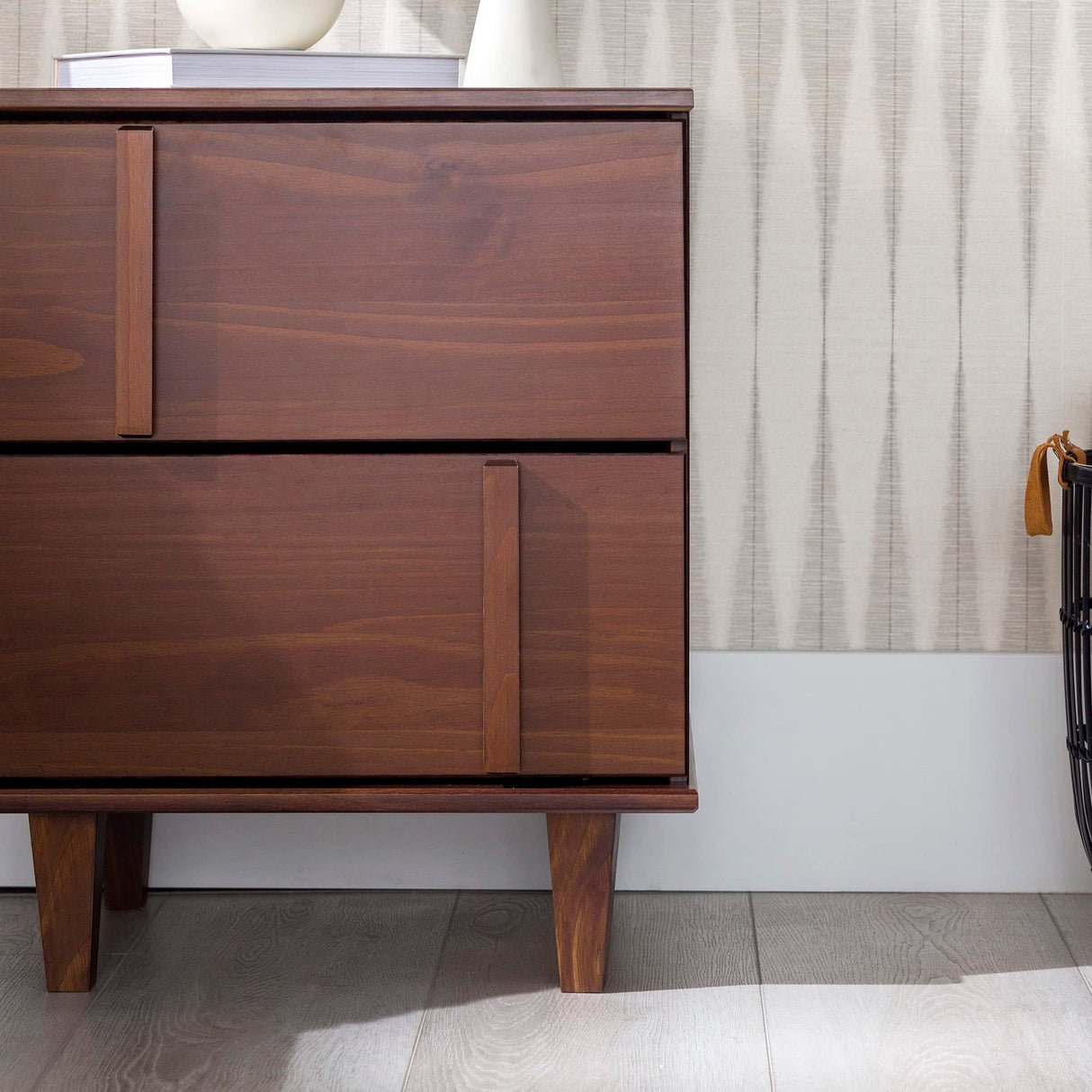 Sprague Contemporary Detailed Drawer Solid Wood Nightstand