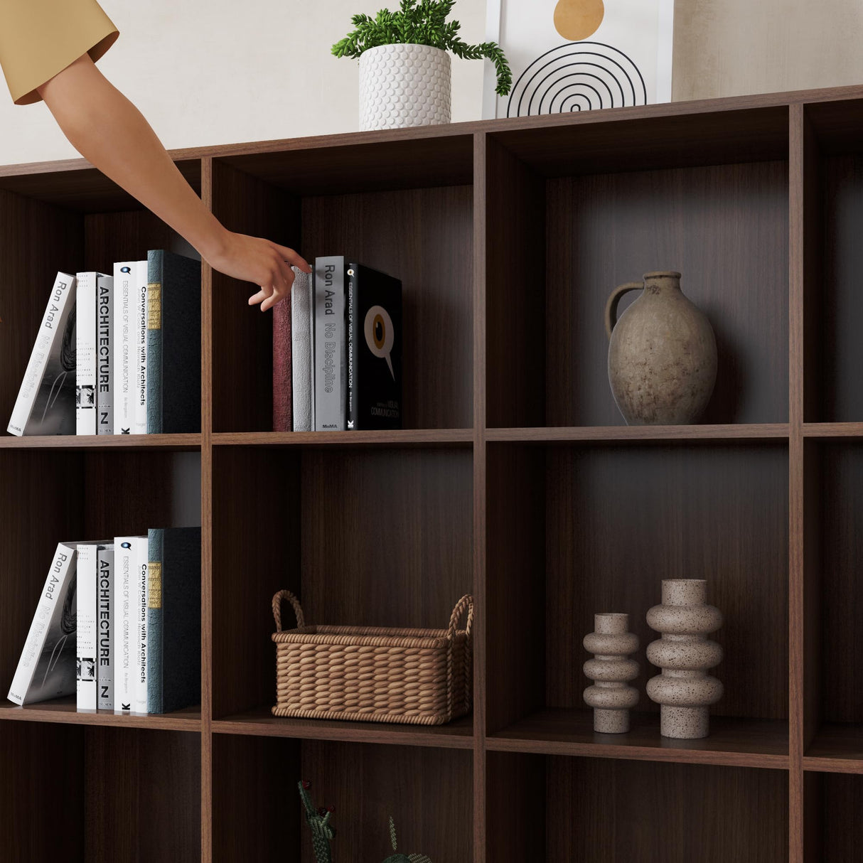 Bookcase, 12 Cube Open Storage Organizer Display Bookshelf, HOFB021