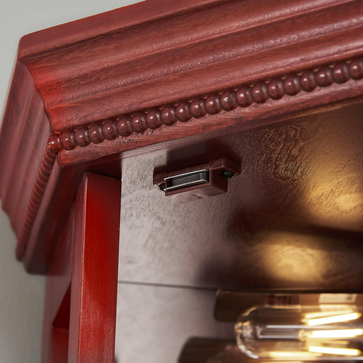 Cabinet Lighted Corner Display, Glass Display Shelf Shelving Bar Cabinet with Tempered Glass Door, Bar Cabinet,Cabinet with Adjustable Shelf Glass (Reddish Brown)