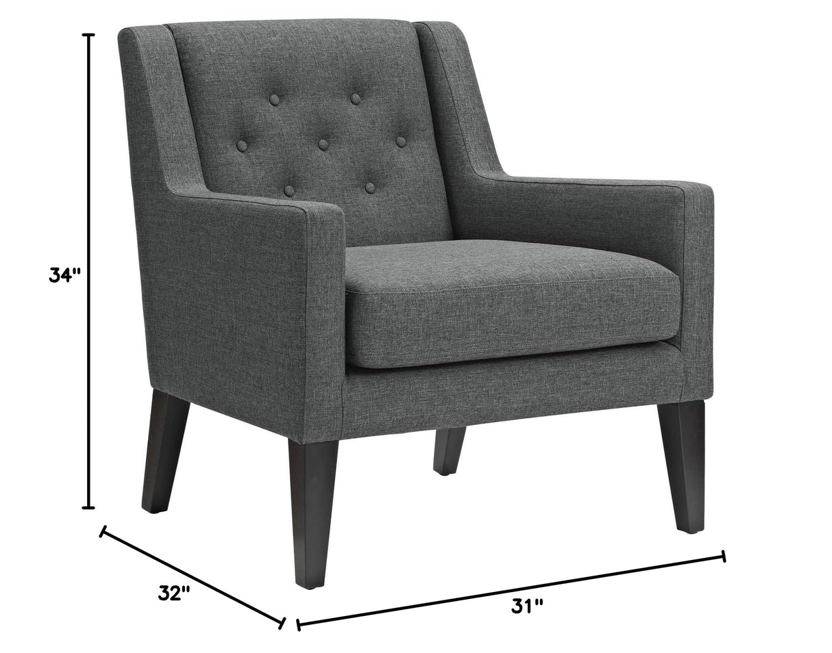Earnest Button Tufted Mid-Century Modern Accent Arm Lounge Chair in Gray