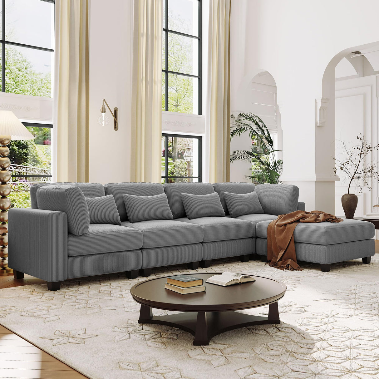 L Shaped Sectional Couch with Ottoman,Modular Sectional Sofa