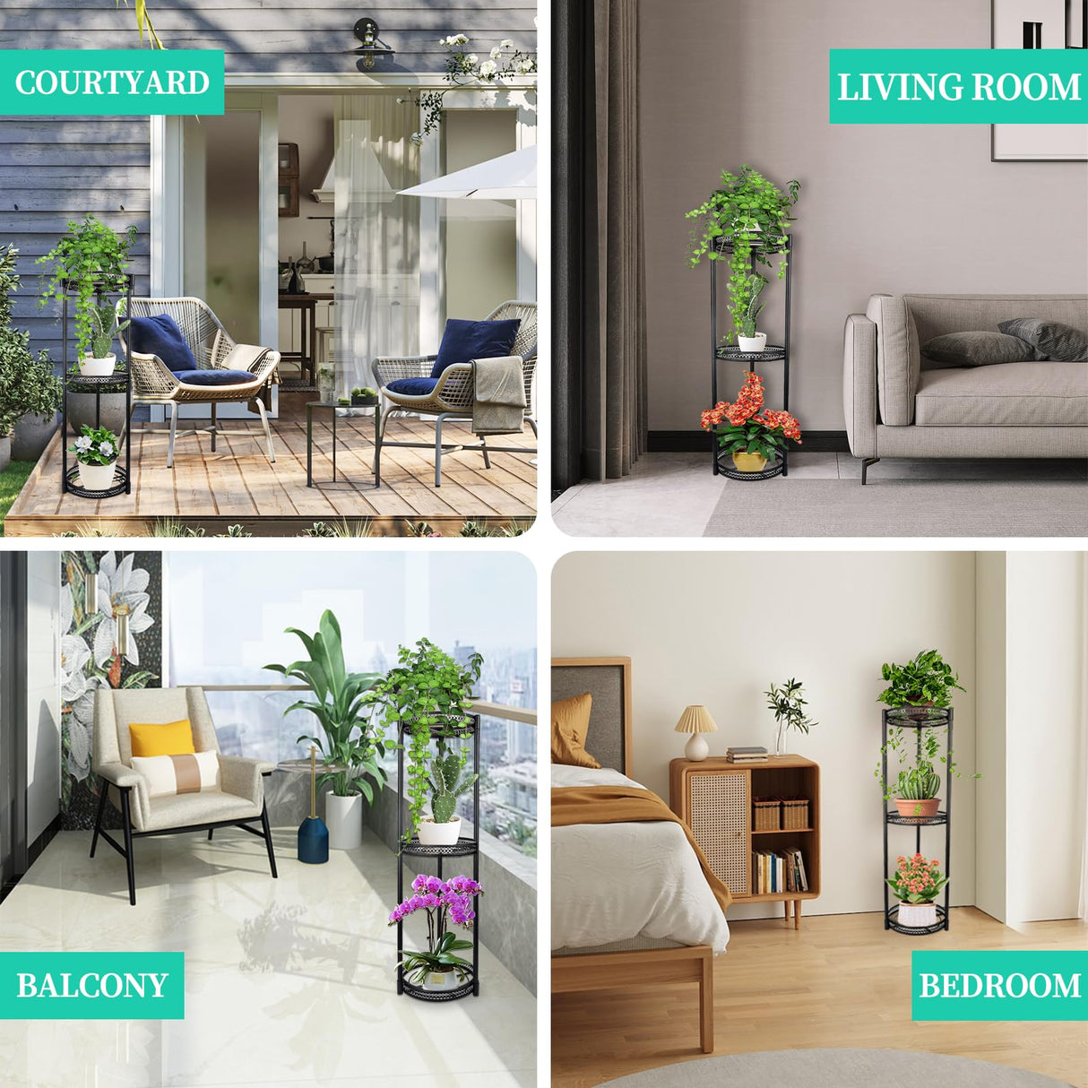 Verona 3-Tier Corner Metal Plant Shelf