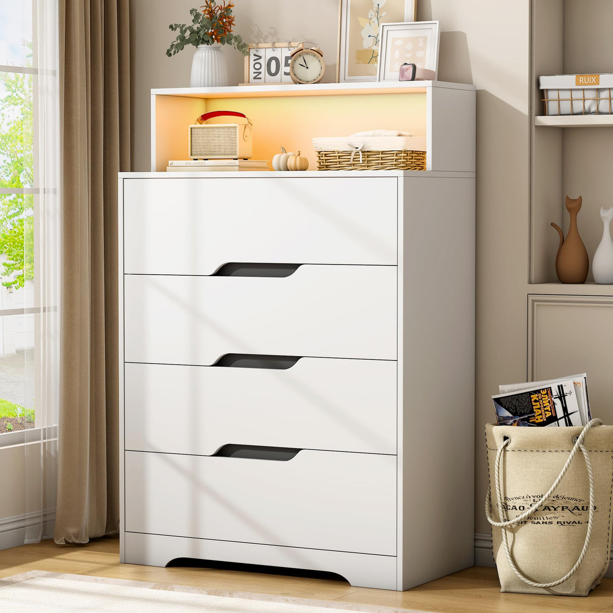 4 Drawer Dresser, 47.2" Modern Dresser and Chests of Drawers