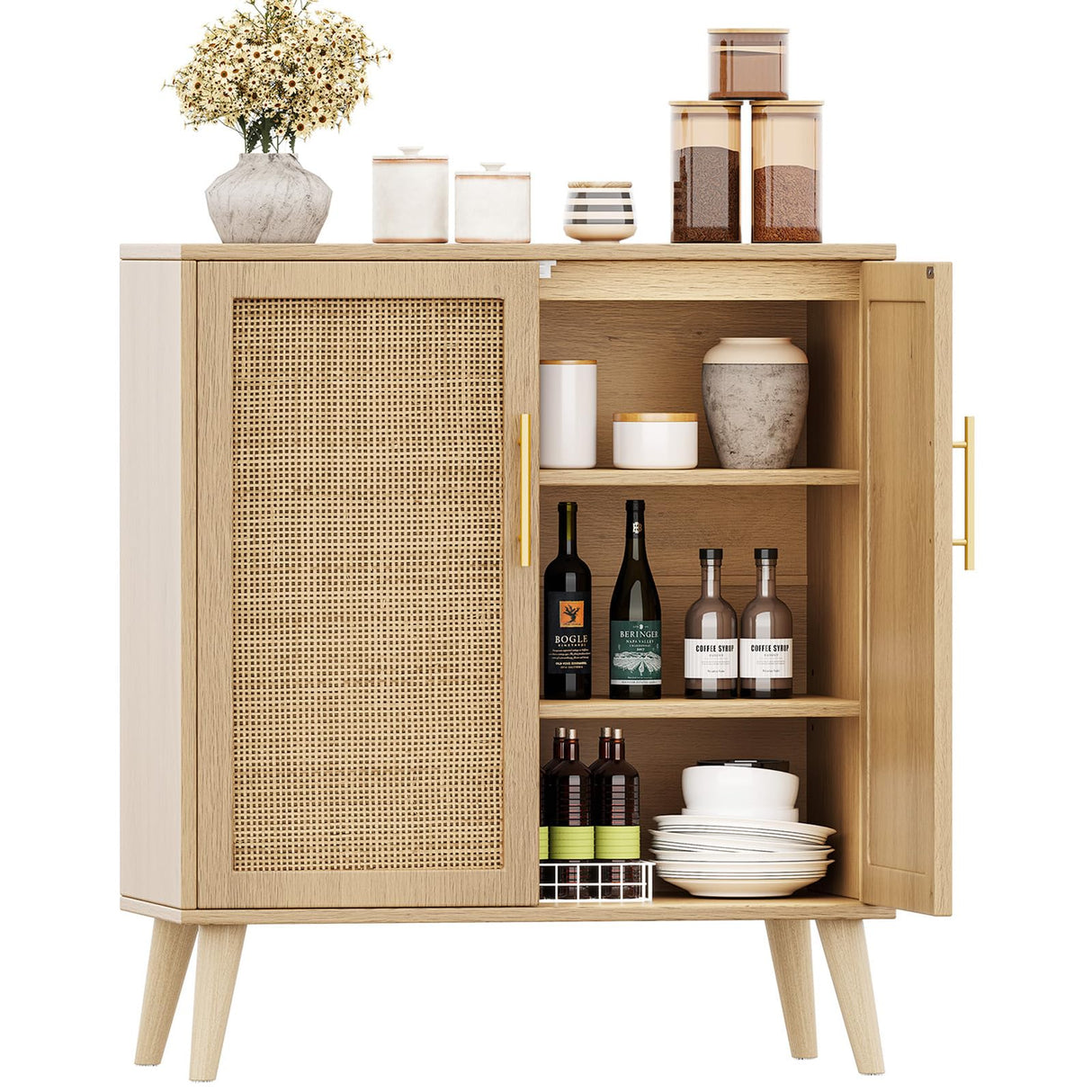 Cabinet with 2 Doors, Bathroom Floor Cabinet, Modern Sideboard Buffet Cabinet, Accent