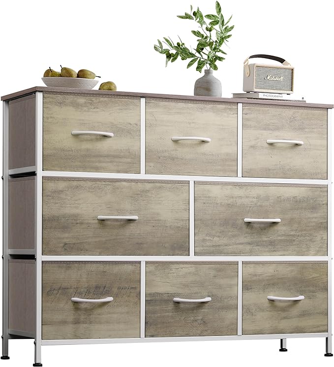 8 Drawer Dresser for Bedroom, Fabric Dresser with Large Storage Drawer Unit for Entryway
