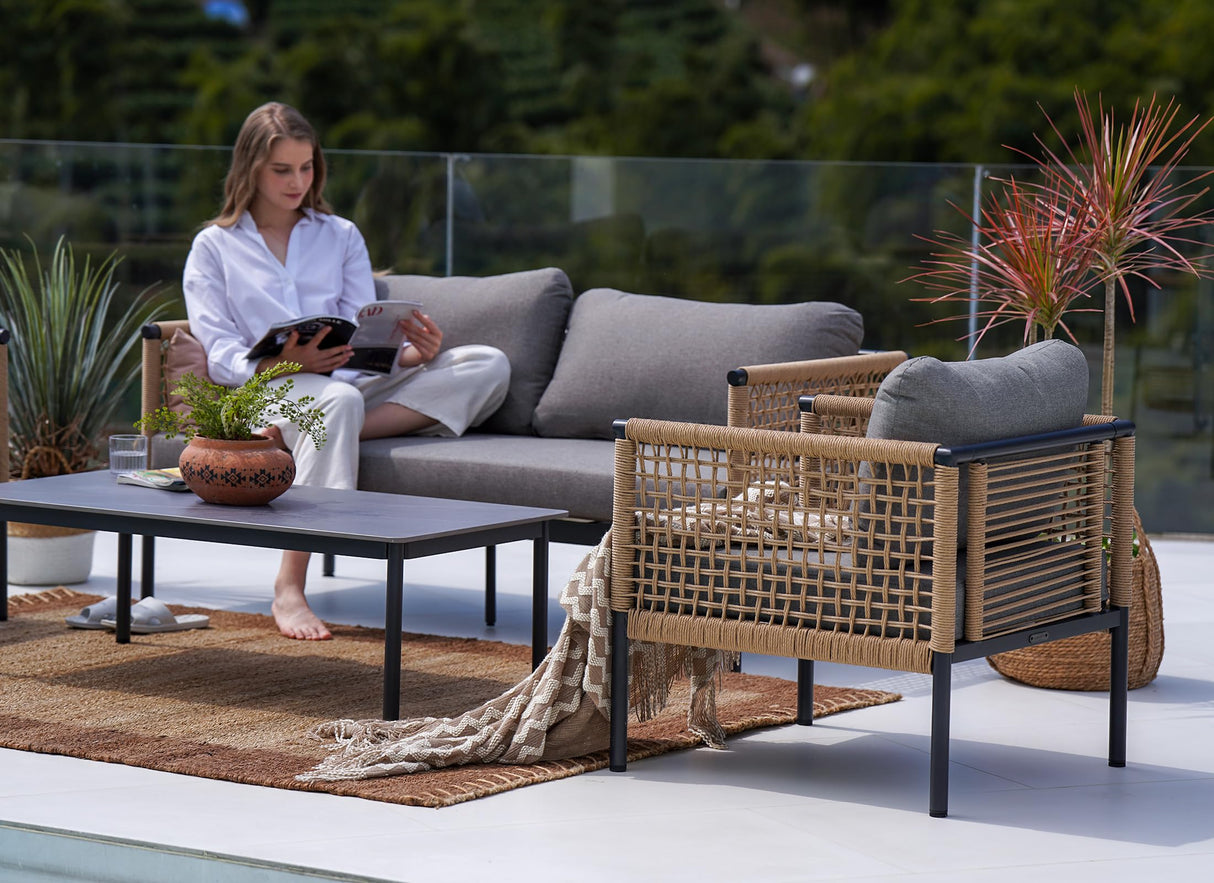 4-Piece Outdoor Conversation Set, Wicker Patio Furniture Set