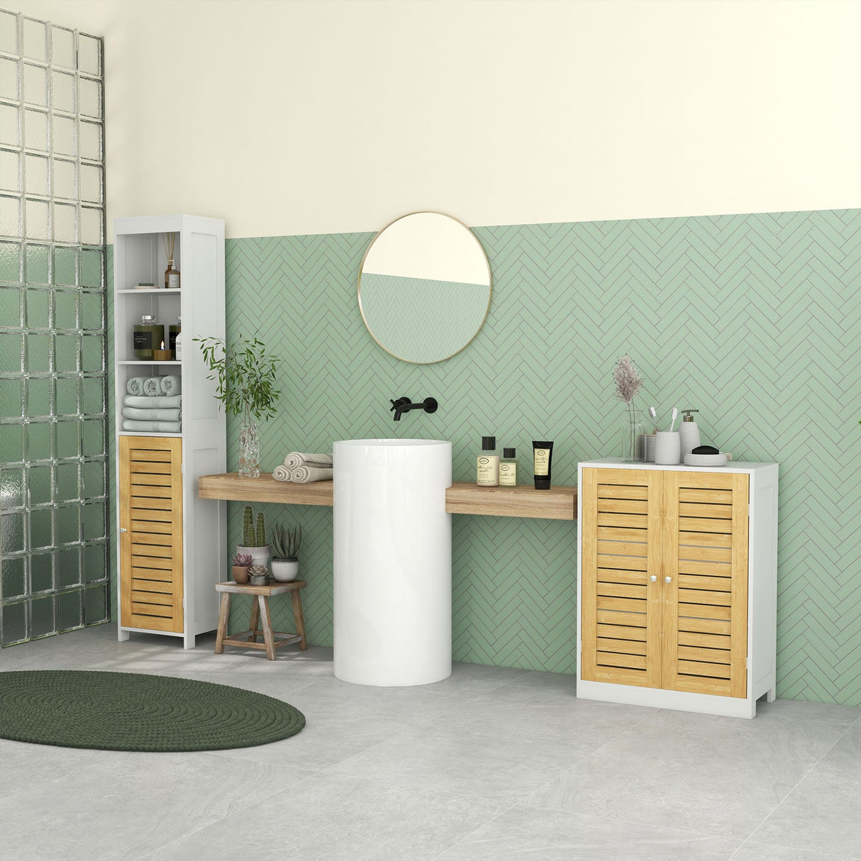 Tall Bathroom Storage Cabinet, Free Standing Bathroom Cabinet Slim Side Organizer