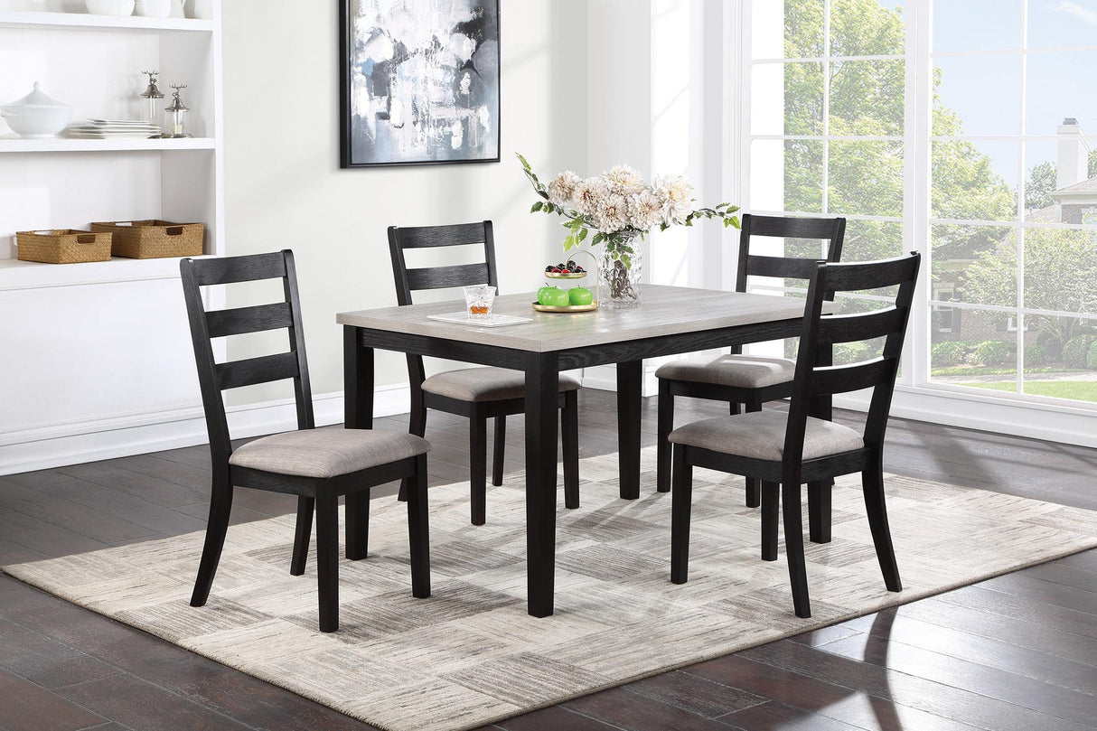 Dining Set with Four Chairs, Black and Grey