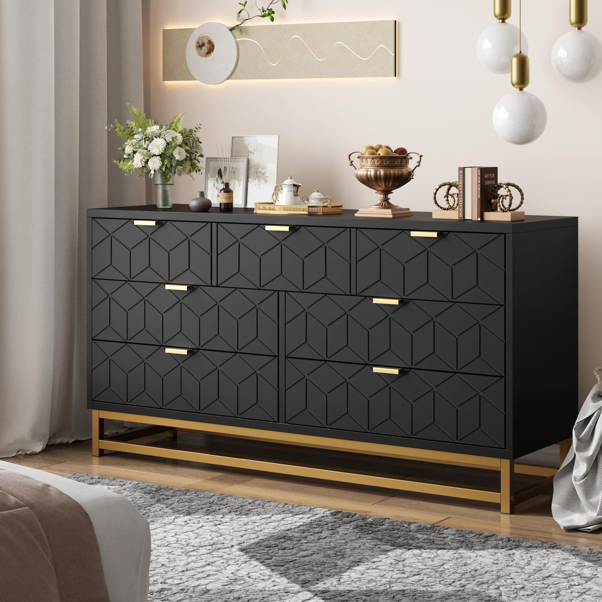 Dresser for Bedroom, 53.5ā Wide Dresser Organizer, 7 Drawer Dresser