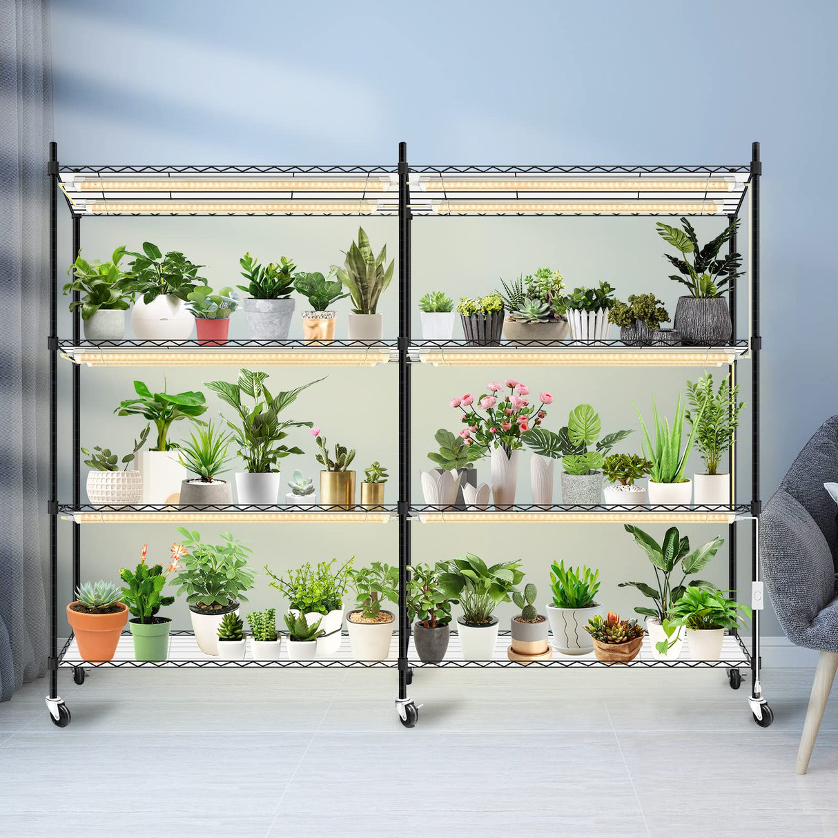 Plant Shelf with Grow Light – 4-Tier Indoor Gardening Stand