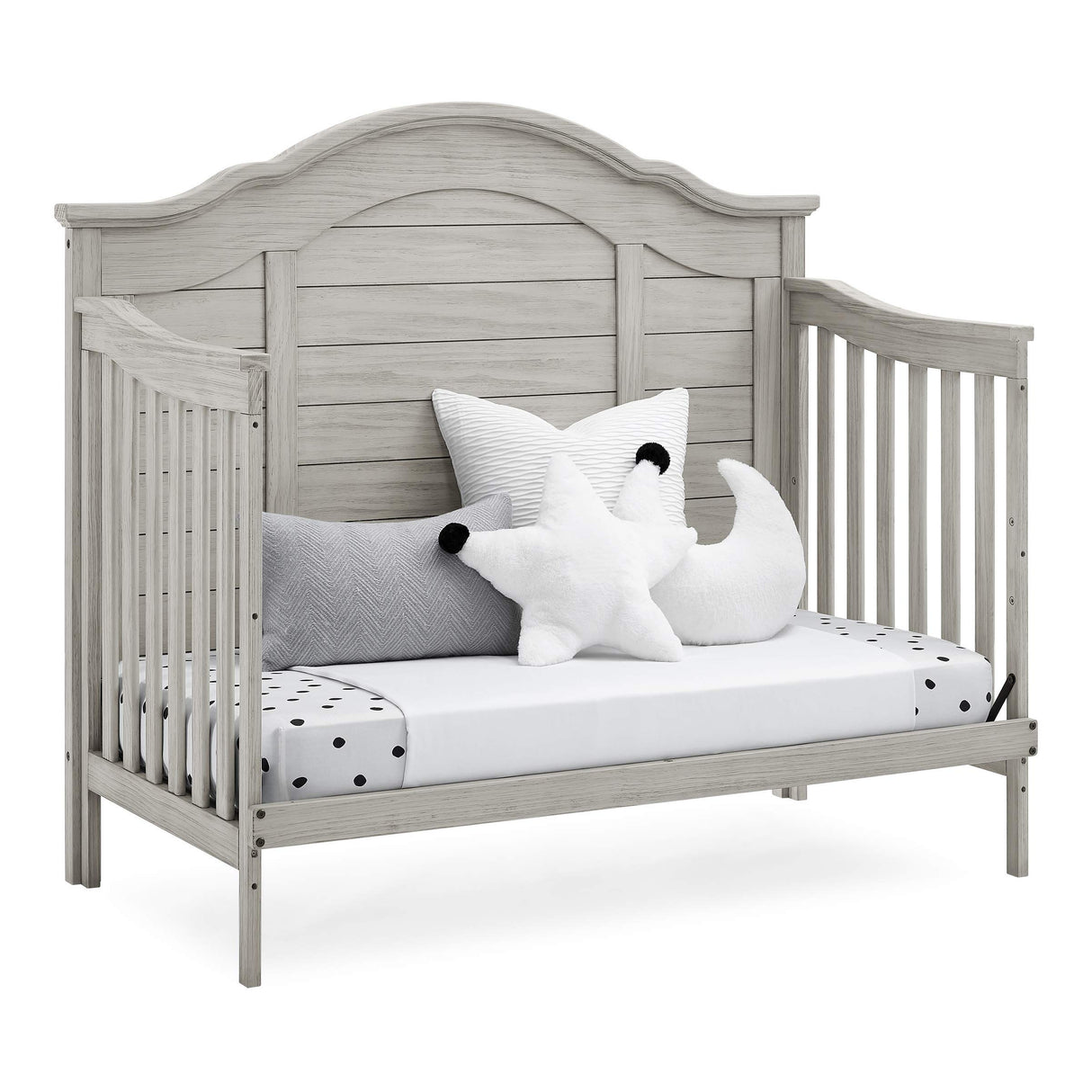 Simmons Kids Asher 6-in-1 Convertible Crib with Toddler Rail, Rustic Mist