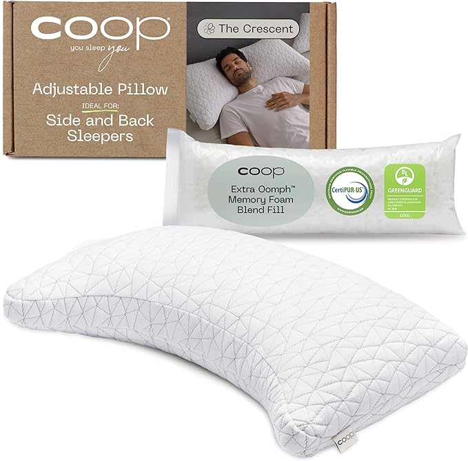 Original Crescent Adjustable Pillow, Queen Bed Pillows for Shoulder, Neck & Head Support