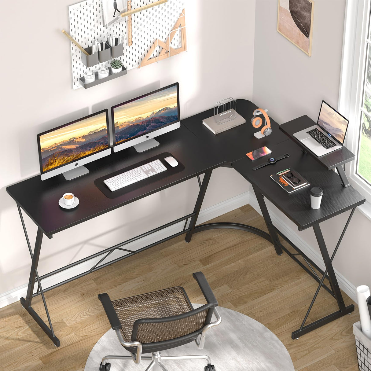 63" L Shaped Computer Desk, Corner Desk, Home Office Desk