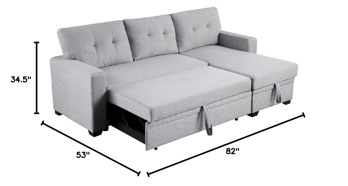 82 inch Convertible L Shaped Sleeper Sectional Sofa Linen