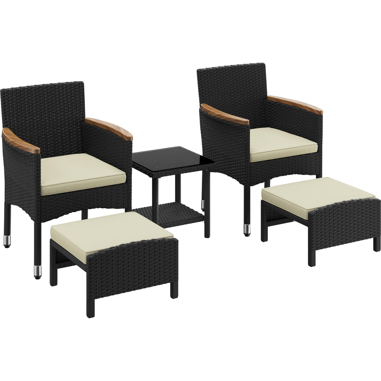5 Piece Patio Conversation Set, Outdoor Wicker Bistro Furniture