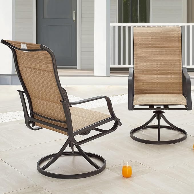 Patio Dining Chairs Textilene Outdoor High Back Swivel Rocker Set