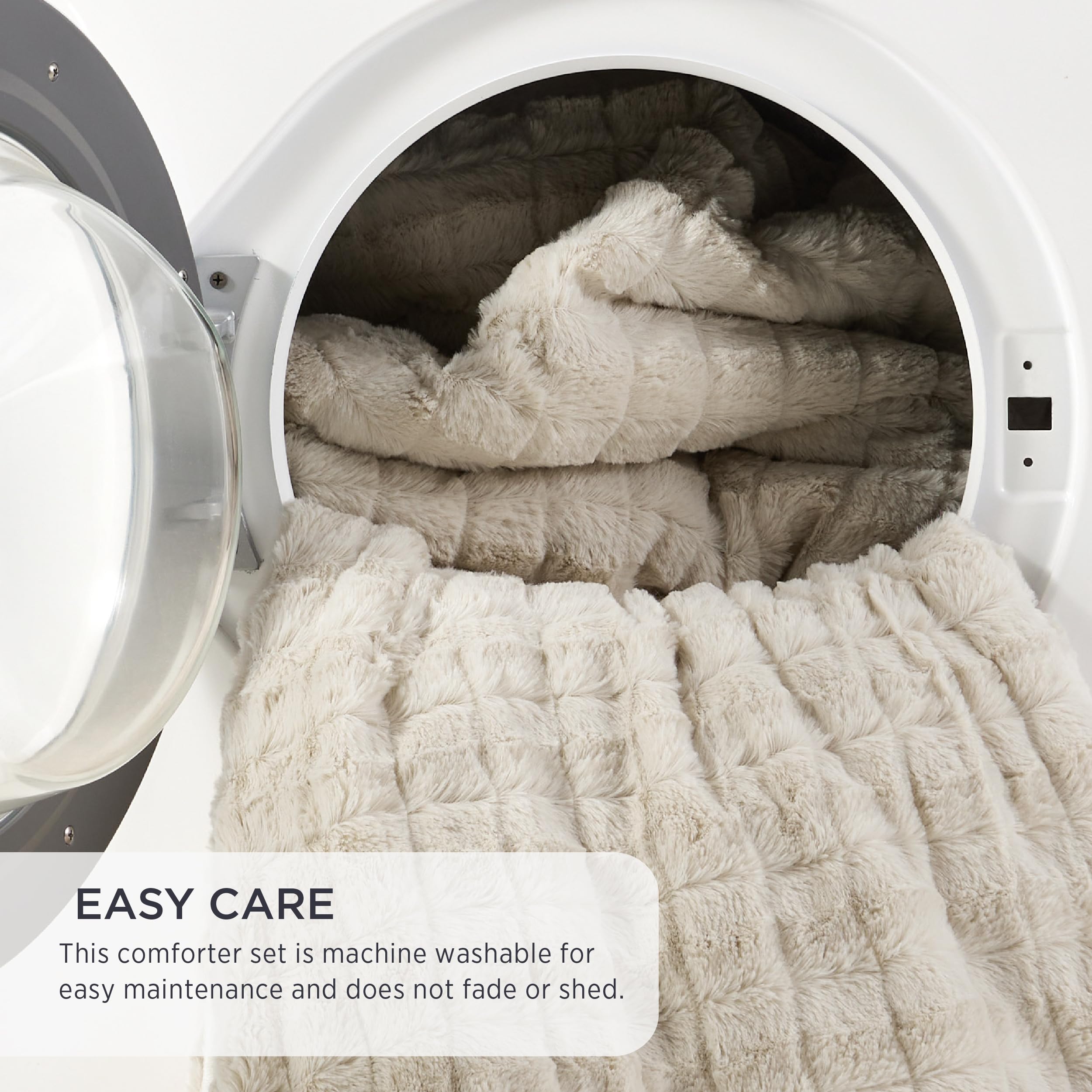 Fluffy Comforter Set King - Ultra Soft Faux Fur Comforter, Linen Comforter Set King Size