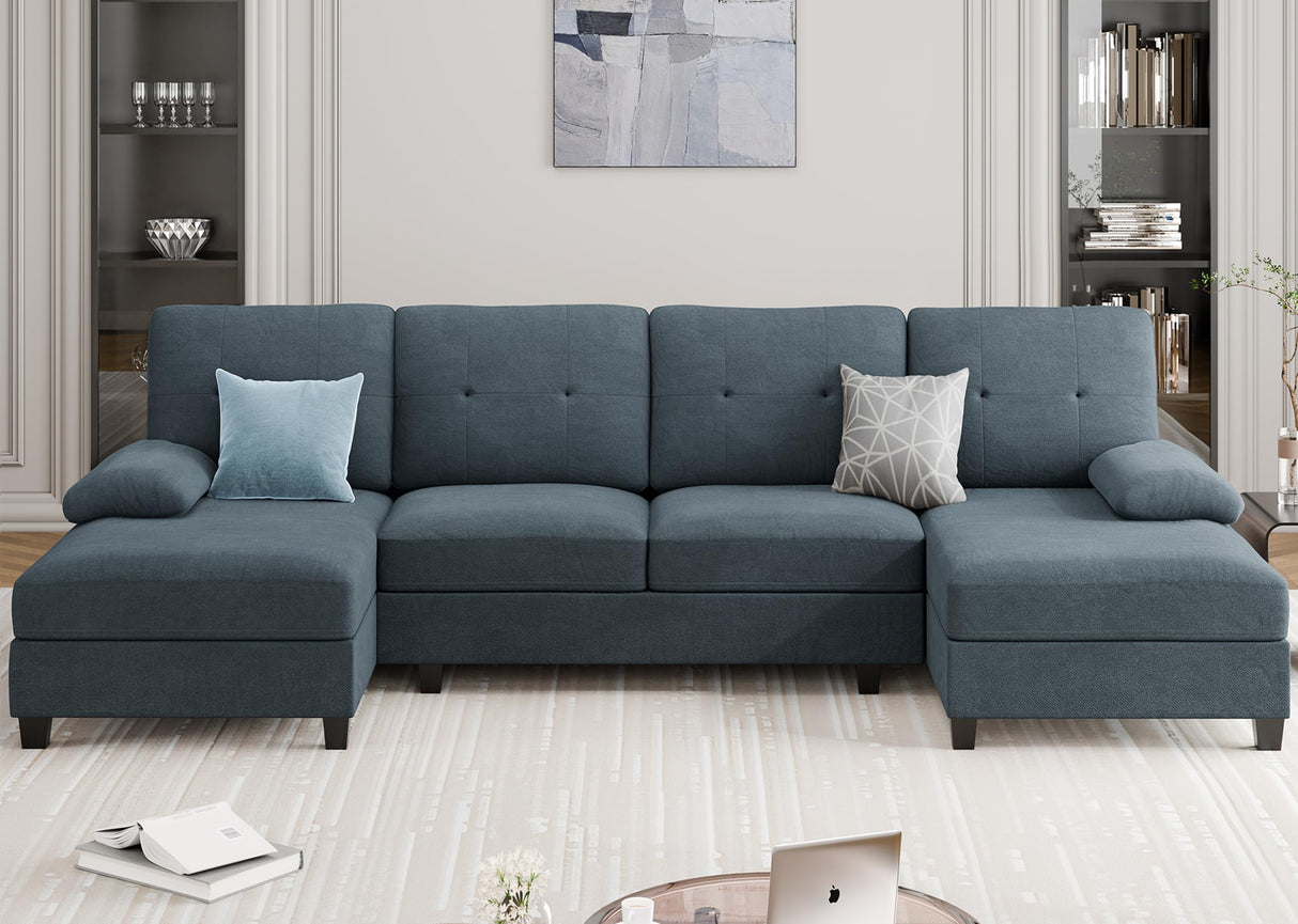 4 Seat Sofa Set U-Shaped Couch Sectional Couches for Living Room