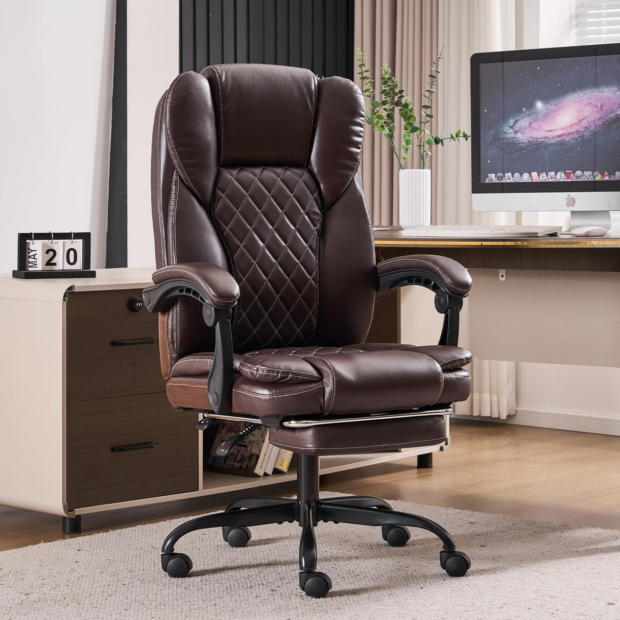 Big and Tall Executive Office Chair with Footrest - 400lbs Capacity