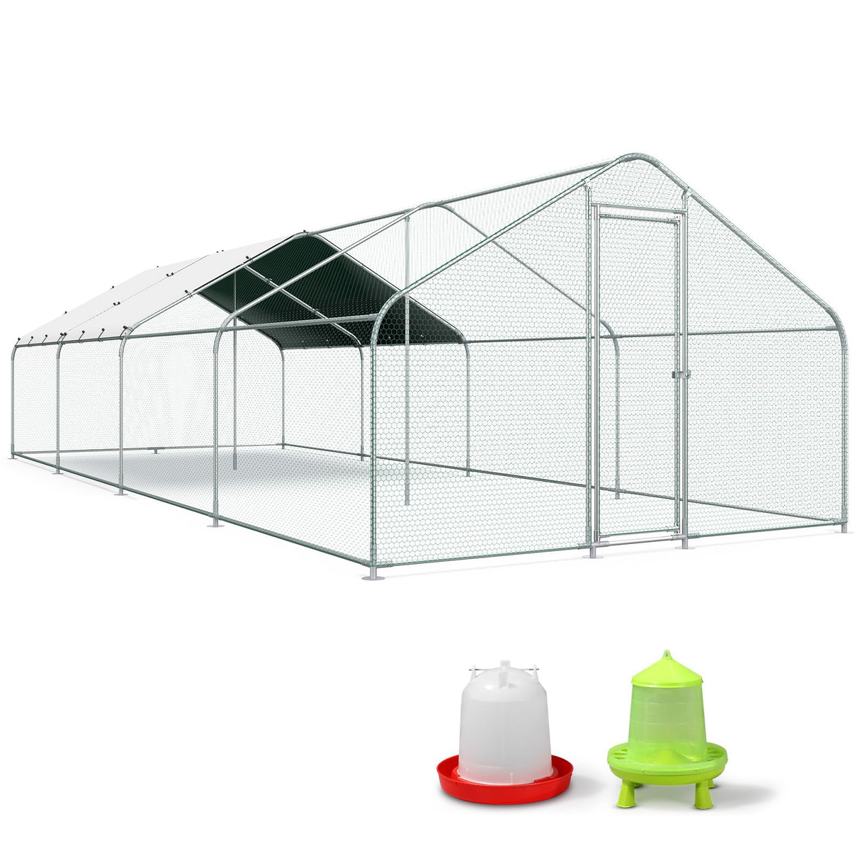 Premium Metal Chicken Coop with Roof & Tall Lockable Door