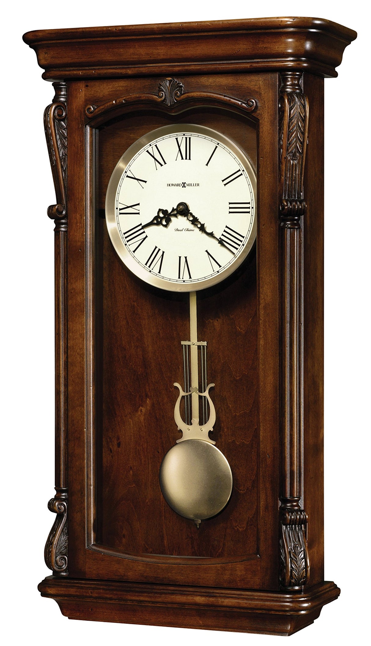 Henderson Wall Clock 625-378 – Hampton Cherry with Quartz, Dual-Chime Movement