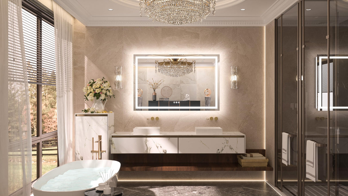 Bathroom Mirror with Lights Frontlit & Backlit Lighted Vanity Mirror