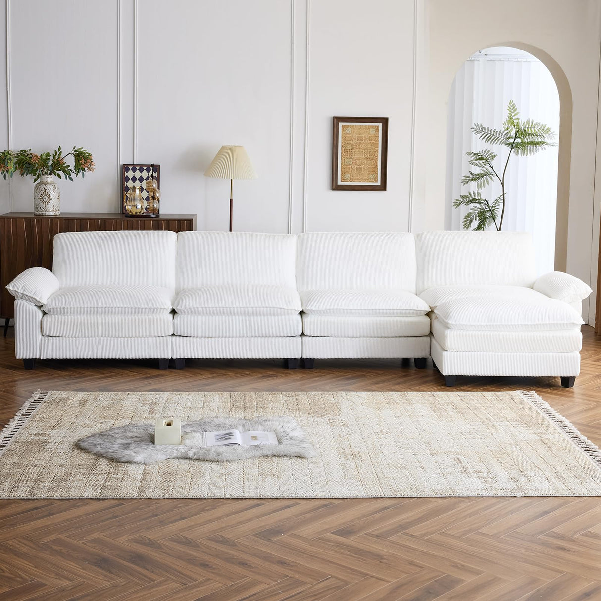 Sectional Sofa Modular Deep Seat Sofa Couch with Ottoman