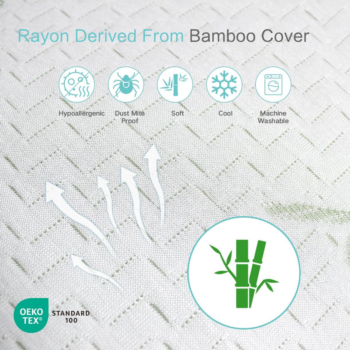 JJDANFILL Rayon Derived from Bamboo Pillow King Size Set of 2 - Machine Washable Bed Pillows for Sleeping for Back, Stomach, Side Sleeper - Firm Shredded Memory Foam Pillows 20 * 36in