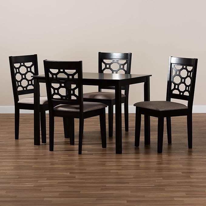 Henry Modern and Contemporary Grey Fabric Upholstered and Walnut Brown Finished