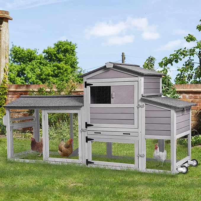 RollRoost Chicken Coop With Large Wheels, Waterproof Roof & Expandable Design