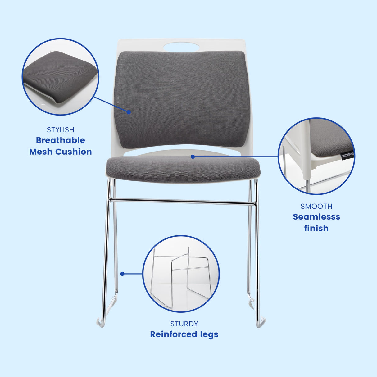 20 Pack Stacking Chairs 1102LB Capacity Home Office Guest Chair Set with Sled Base