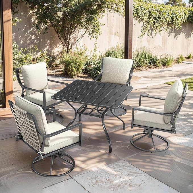Outdoor Dining Chairs Swivel Rocker Set of 4, Cushioned Patio Dining Chairs