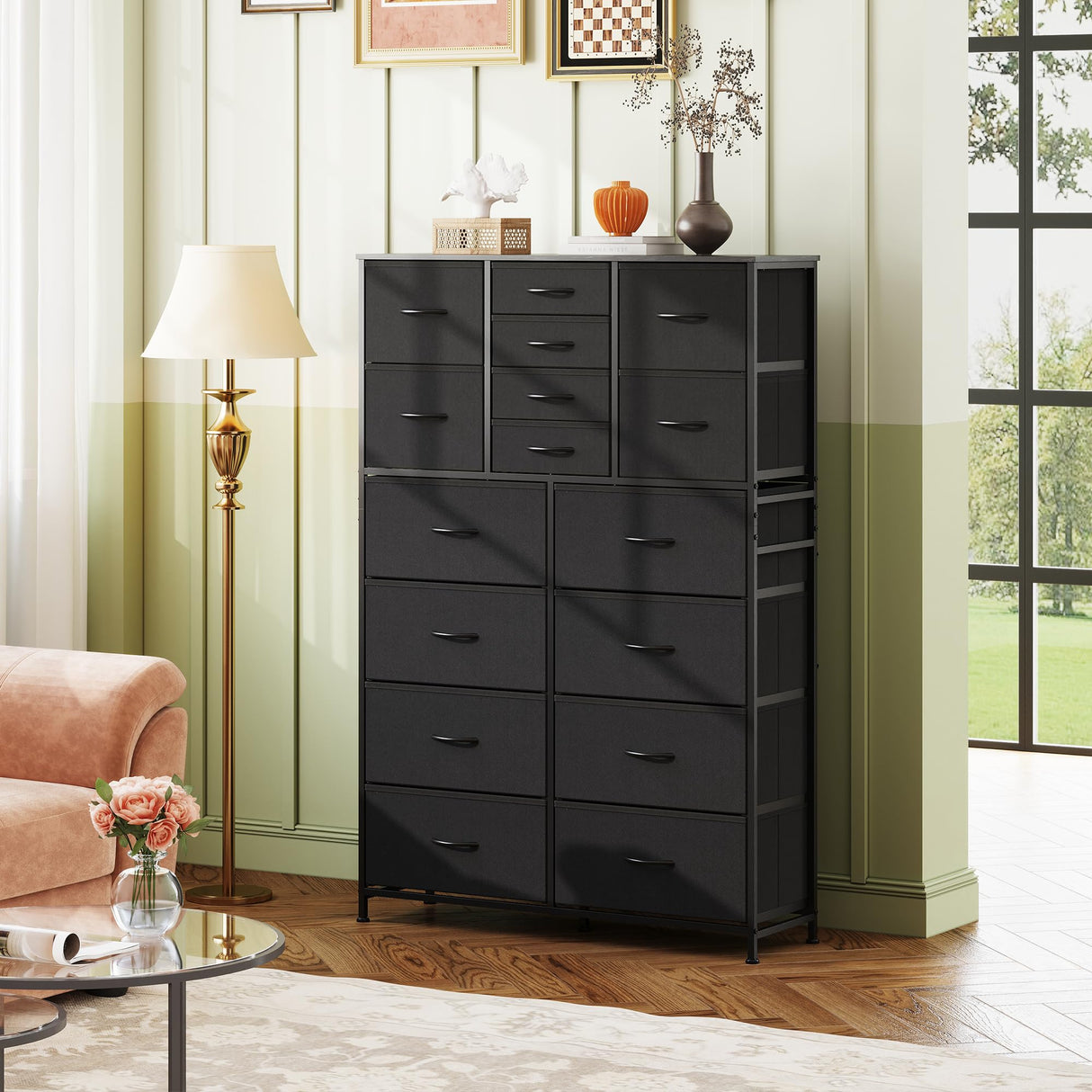 Tall Dresser for Bedroom, Fabric Dresser Storage Tower with 16 Drawers