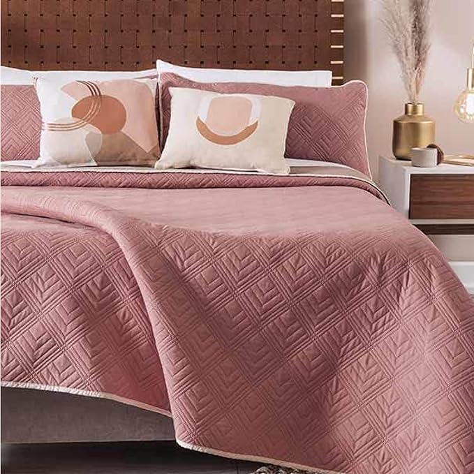 Queen Comforter, Novo Mustard Queen Size Bedding, Reversible Cozy Blankets in Golden