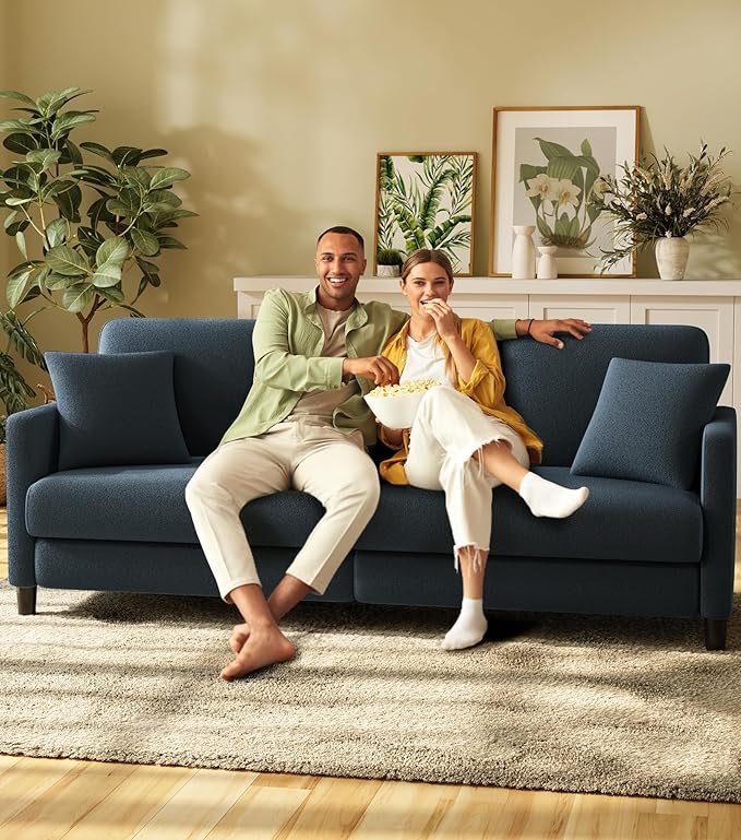 83" Sofas for Living Room, Comfy Love Seat Couches, Teddy Fleece Loveseat Sofa