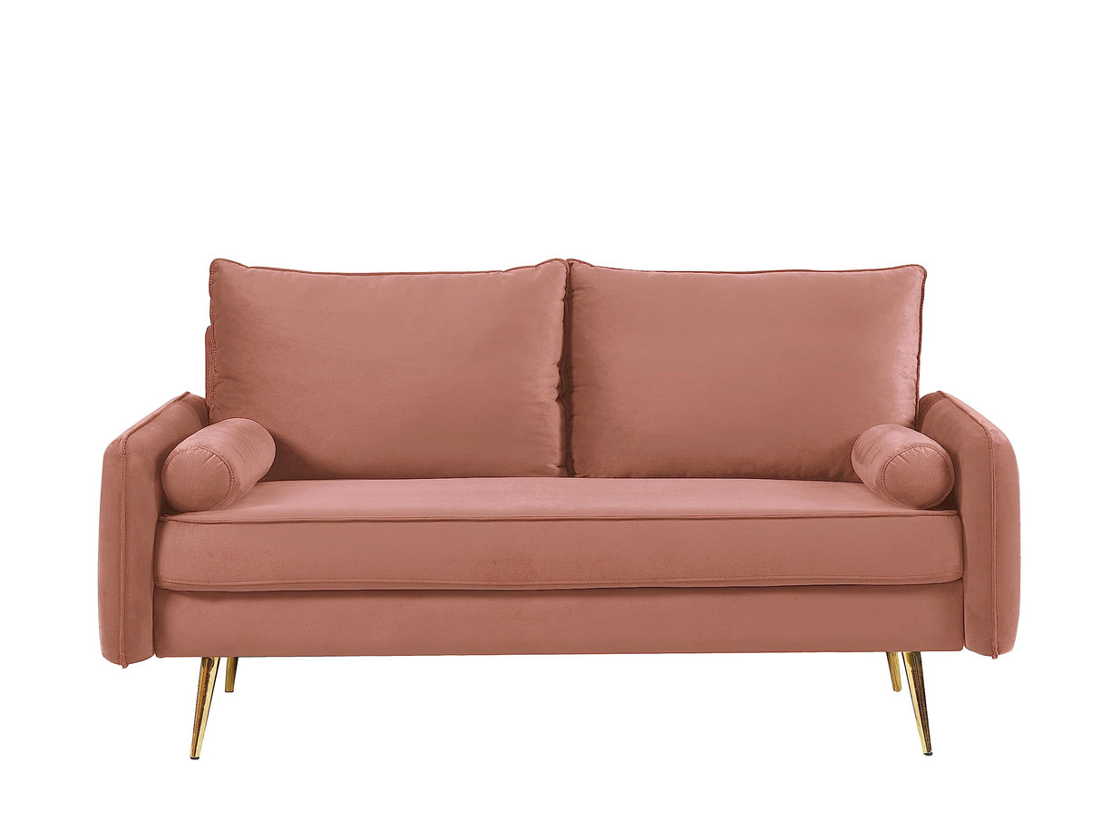 Container Luxury 2-Piece Sofa Set, Chesterfield-Inspired Design with Scrolled Arms, Nailhead Accents & Channel Tufting, Soft Velvet Upholstery, High-Density Foam for Comfortable Seating, Rose