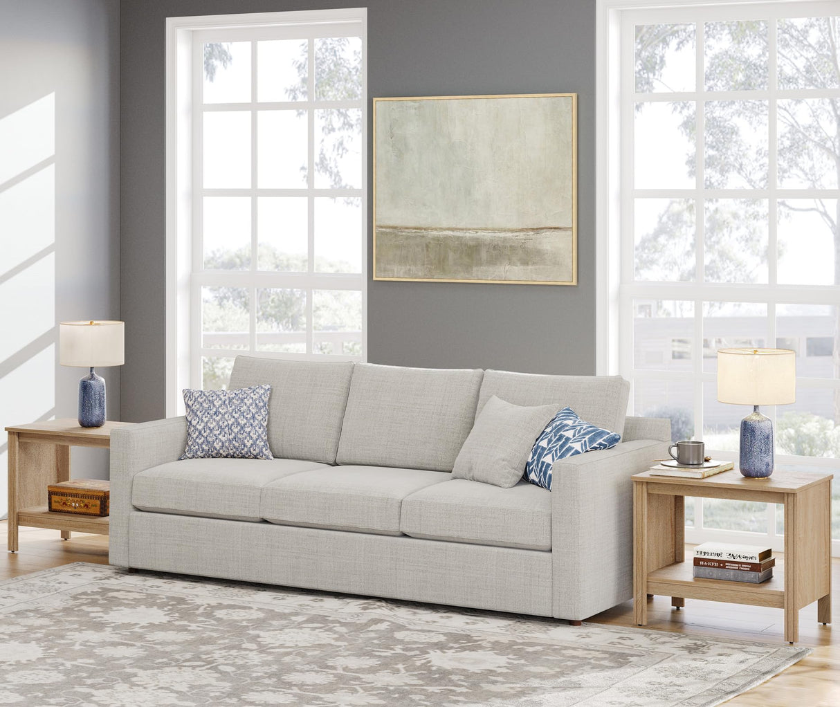 Nightstand Set of 2, Small Square End Tables for Living Room, 2-Tier Kids Bedside Table