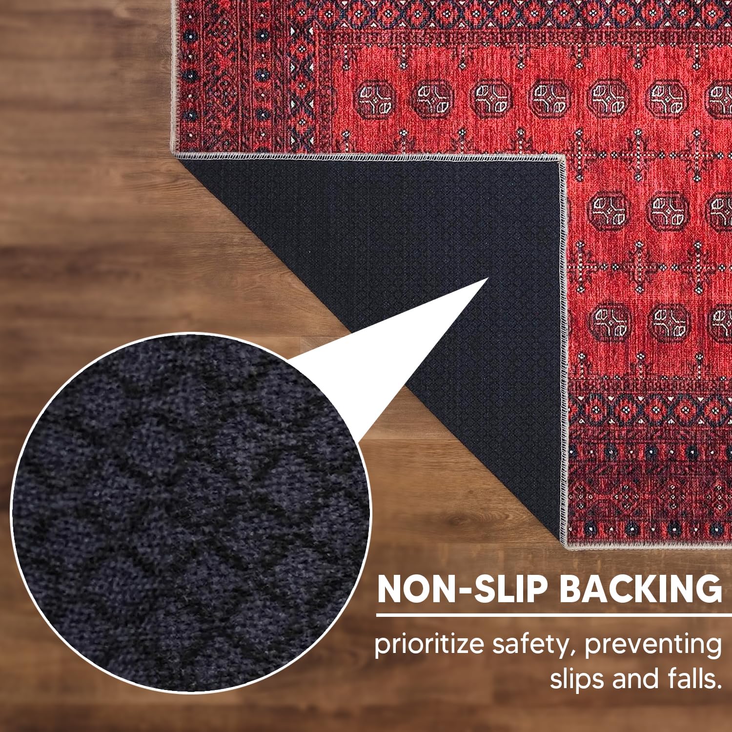 Machine Washable Area Rugs with Non-Slip Backing, Ideal for Hallway, Living Room,