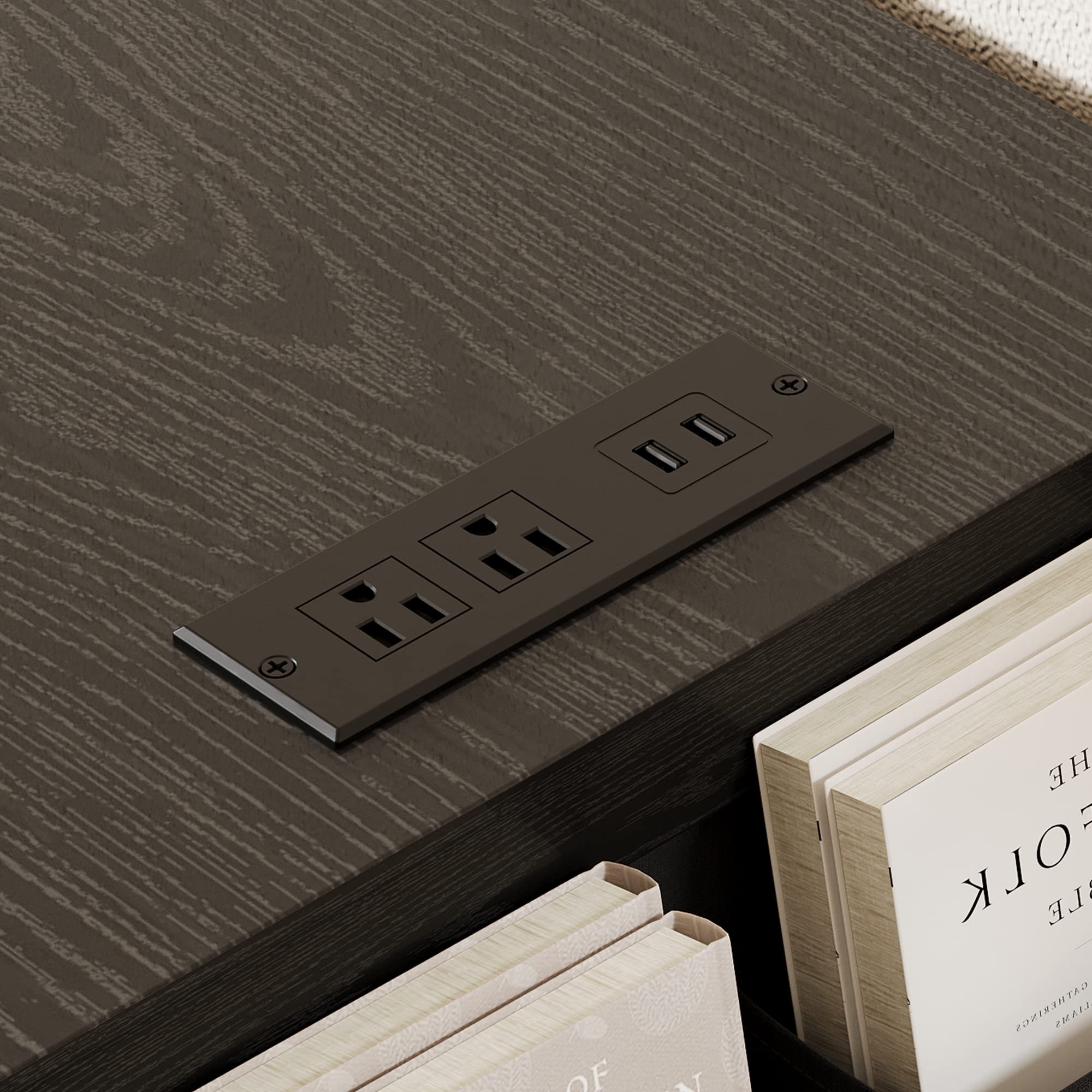 Dresser for Bedroom 6 Drawer with Charging Station, TV Stand Storage Chest of Drawers for Living Room Hallway Entryway, MDF Board, Black