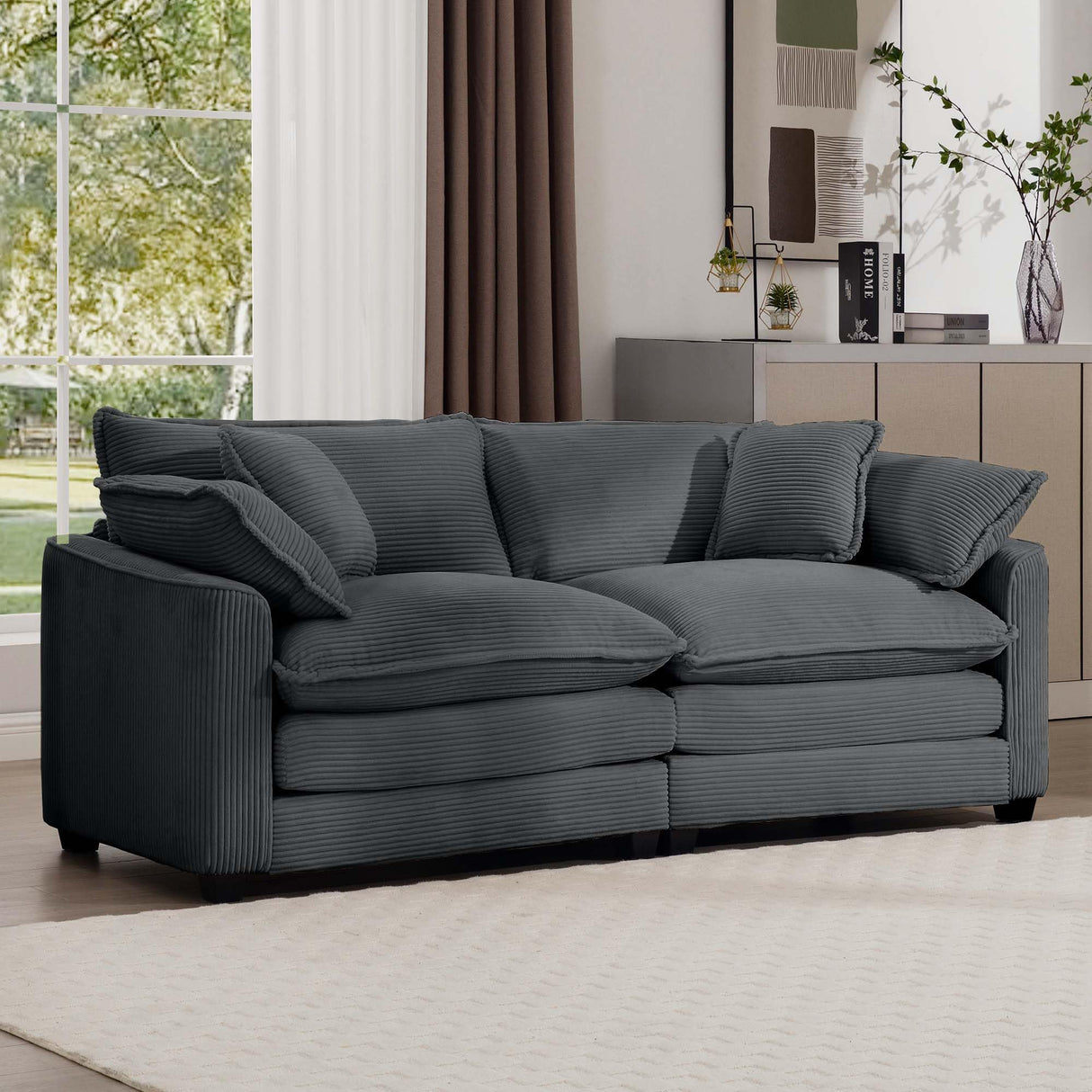 Oversized Modular Sectional Sofa, 80'' Modern Corduroy Comfy Cloud Couches for Living Room Apartment