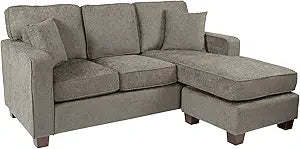 Furnishings Russell 3 Seater Sofa with 2 Pillows and Coffee Finished Legs, Ivory
