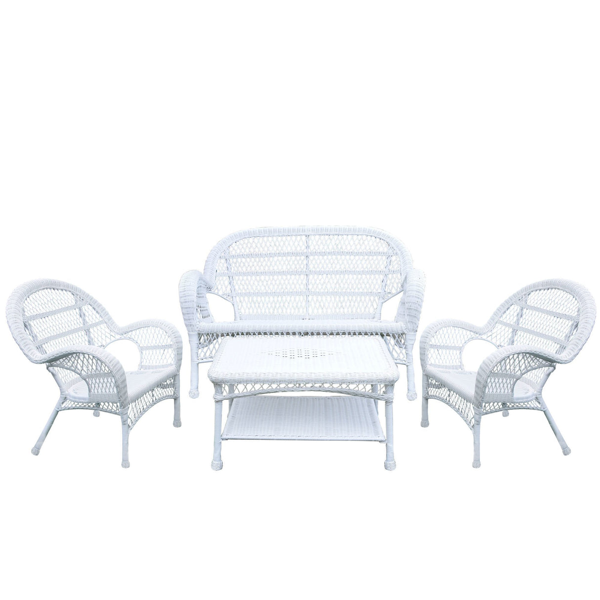 4 Piece Santa Maria Wicker Conversation Set, White