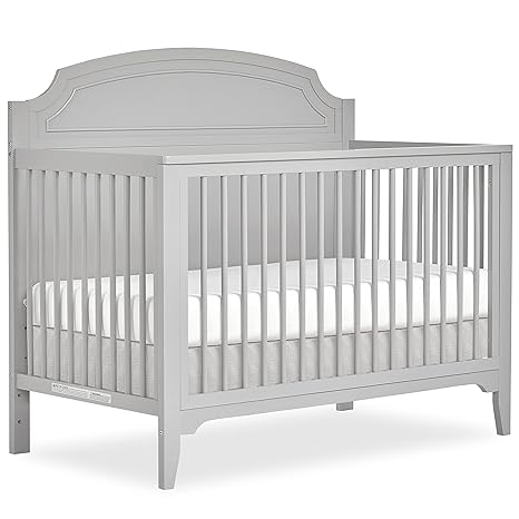 JPMA & Greenguard Gold Certified Milton 5-in-1 Convertible Crib Made with Sustainable New Zealand Pinewood in White and Natural, Non-Toxic Finish
