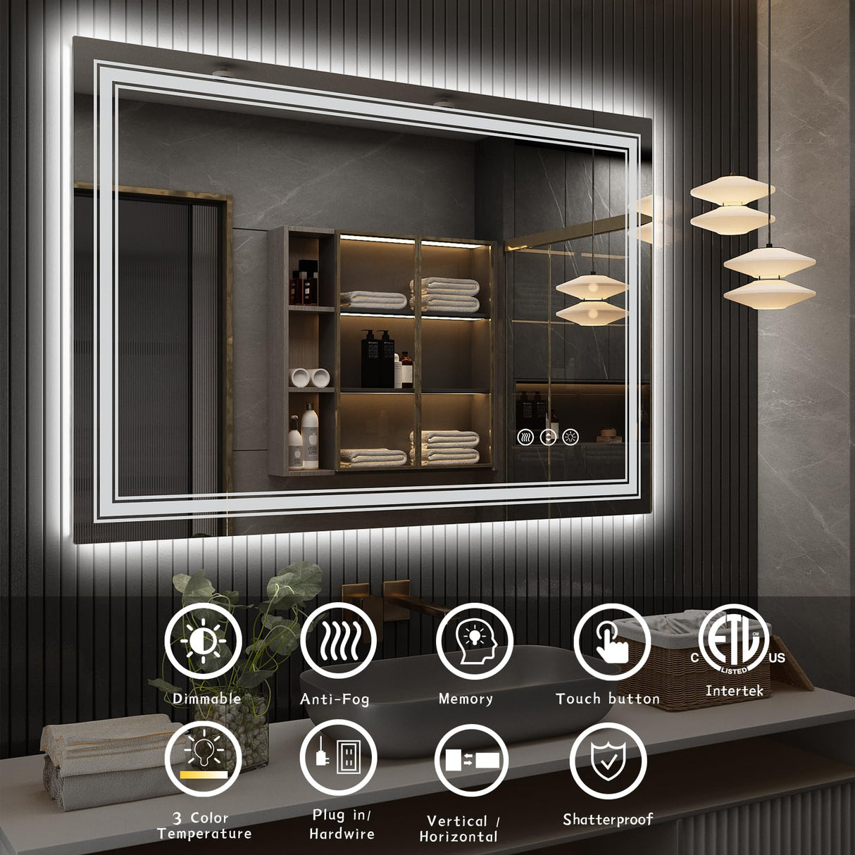 LED Bathroom Mirror, Lighted Mirror