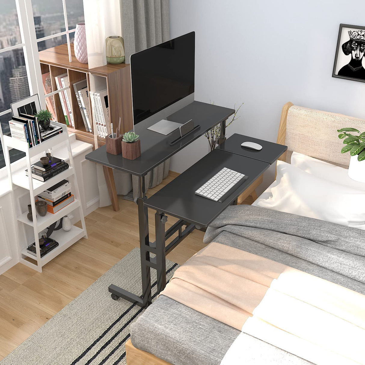 Mobile Standing Desk, Portable Stand Up Desk, Small Adjustable Standing Desk