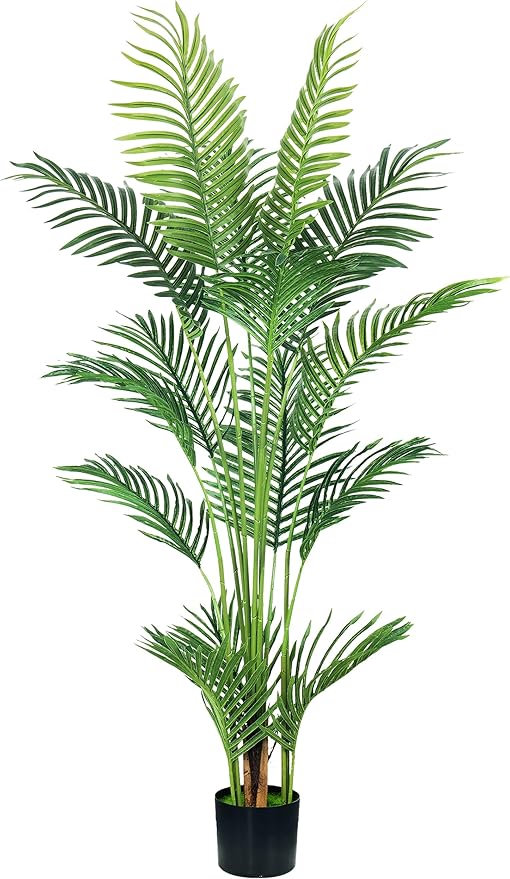 4.5FT Artificial Palm Tree,Faux Areca Palm Plant with Real Touch Leaves and Adjustable